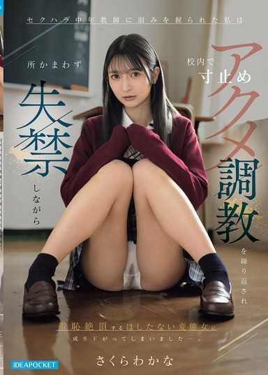 被性騷擾的中年教師抓到把柄的我，在校園內反覆被寸止高潮調教，變得不分場合失禁、在羞恥中絕頂的淫蕩變態女…。 櫻若菜